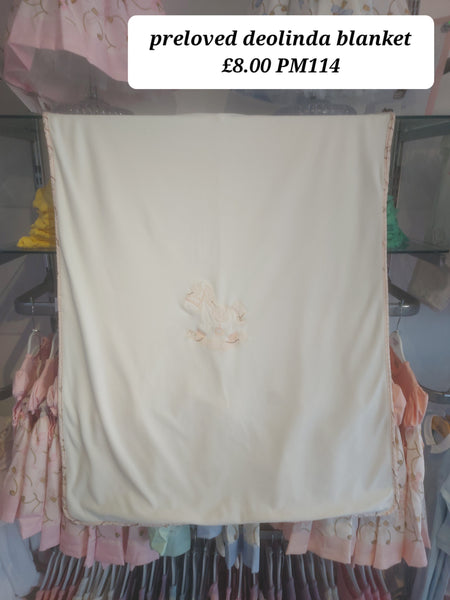 cute couture PRELOVED Preloved Deolinda cream and pink rocking horse velour Blanket PM114