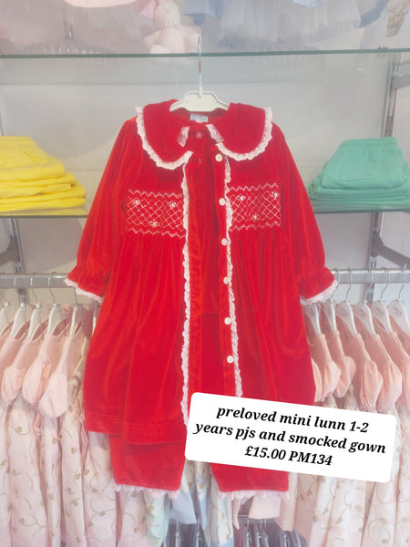 cute couture PRELOVED Preloved MiniLunn pjs and smocked gown 1-2 years PM134