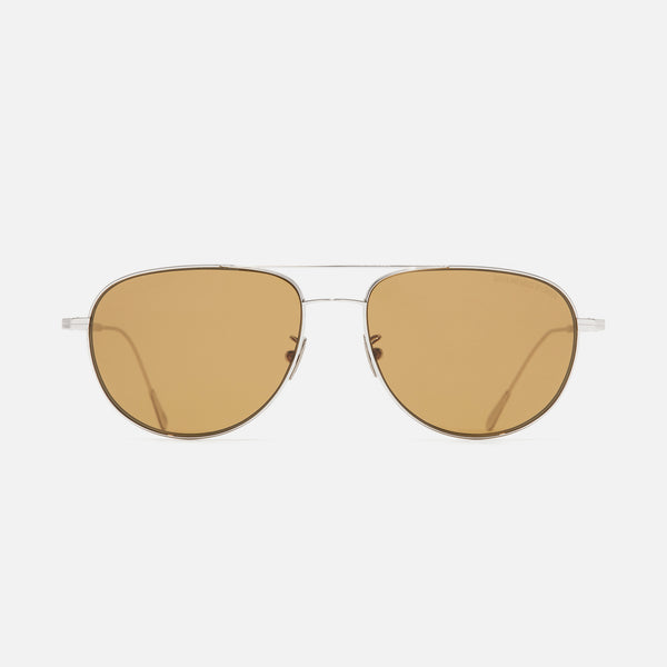 Cutler And Gross 0002 Aviator Sunglasses 18K White Gold Rhodium