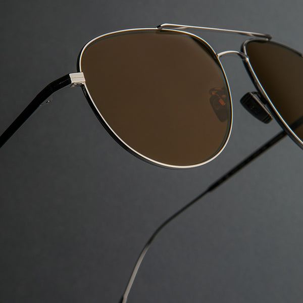 Cutler And Gross 0002 Aviator Sunglasses 18K White Gold Rhodium