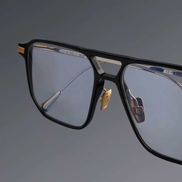 Cutler And Gross 0006 Rectangle Opticals Havana On 24K Yellow Gold