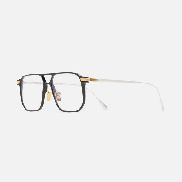 cutler and gross 0006 Rectangle Opticals Havana on 24K Yellow Gold