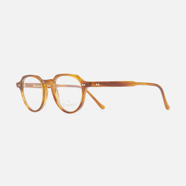 cutler and gross 1313 Kingsman Round Opticals Striped Mustard Havana