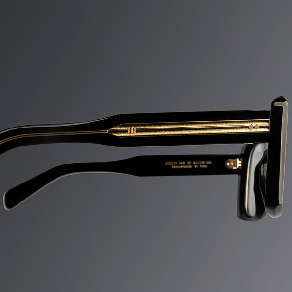 Cutler And Gross 1418 Rectangle Opticals Black And 24K Gold