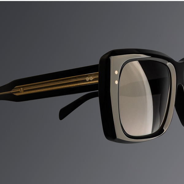 Cutler And Gross 1418 Rectangle Sunglasses Black And 24K Gold