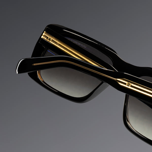 Cutler And Gross 1418 Rectangle Sunglasses Black And 24K Gold