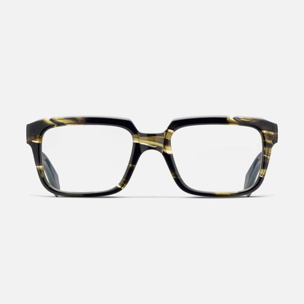 Cutler And Gross 9289 Rectangle Opticals Striped Green Havana