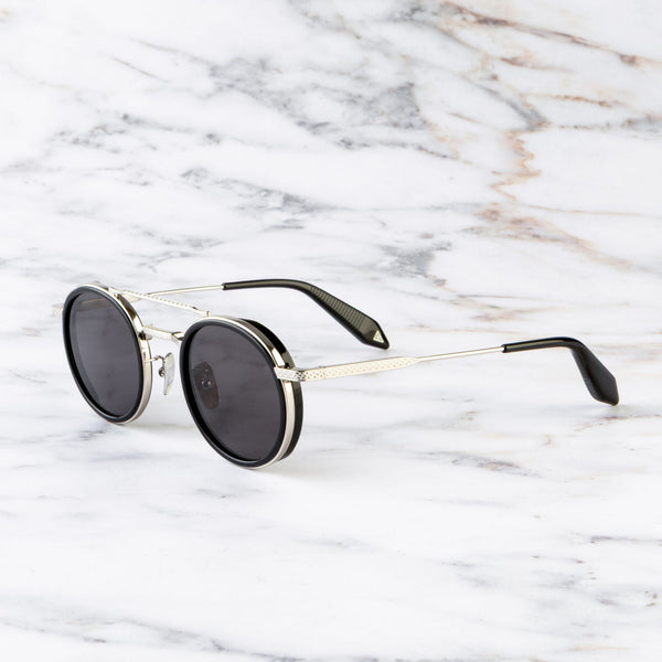 cutler and gross Breitling Chrono 0002 Round Sunglasses Black