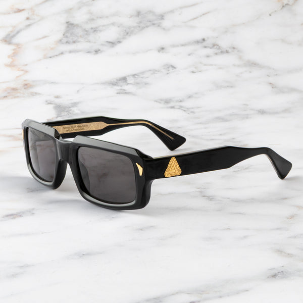 cutler and gross Palace Cutler and Gross Jupiter Rectangle Sunglasses 18K Gold Black