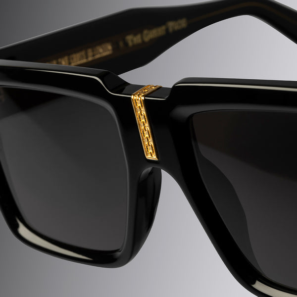 Cutler And Gross The Great Frog Flex Square Sunglasses Black And 24K Gold