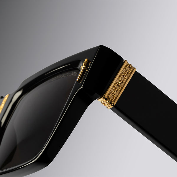 Cutler And Gross The Great Frog Flex Square Sunglasses Black And 24K Gold