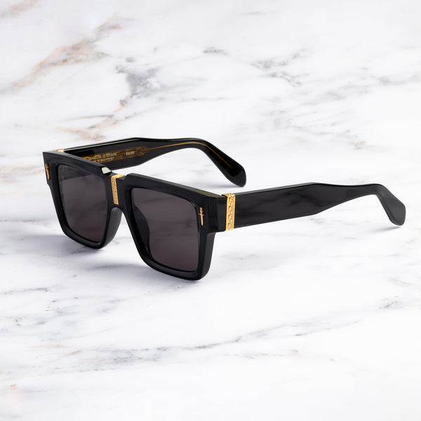 cutler and gross The Great Frog Flex Square Sunglasses Black and 24K Gold
