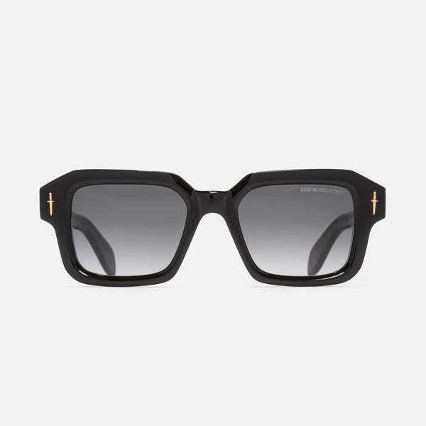 Cutler And Gross The Great Frog Frog Bones Link Rectangle Sunglasses Black Gold