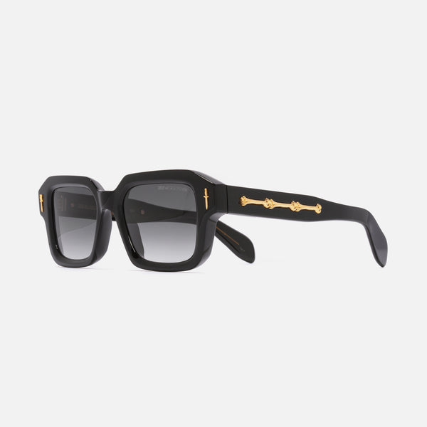 cutler and gross The Great Frog Frog Bones Link Rectangle Sunglasses Black Gold