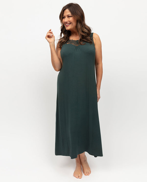 cyberjammies Anne Womens Lace Detail Jersey Midi Nightdress