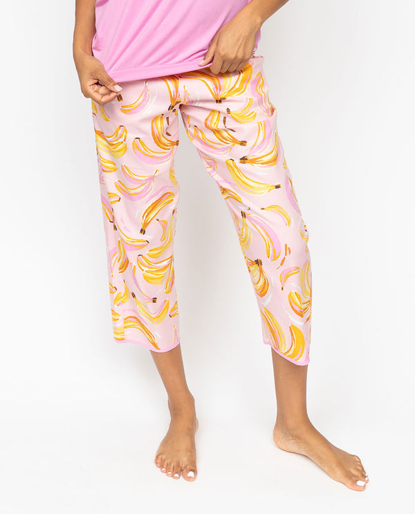 cyberjammies Betsy Womens Banana Print Cropped Pyjama Bottoms