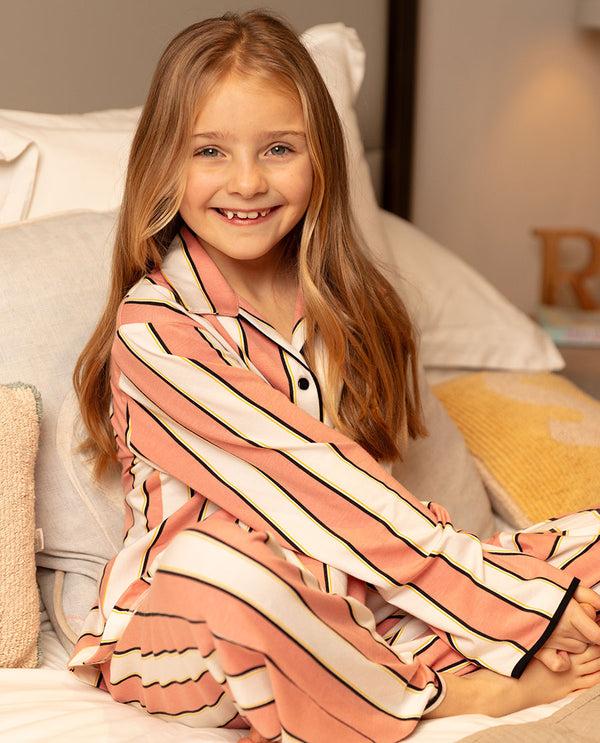 cyberjammies Bonnie Girls Stripe Printed Jersey Pyjama Set