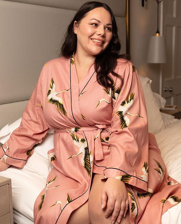cyberjammies Bonnie Womens Crane Bird Print Long Dressing Gown