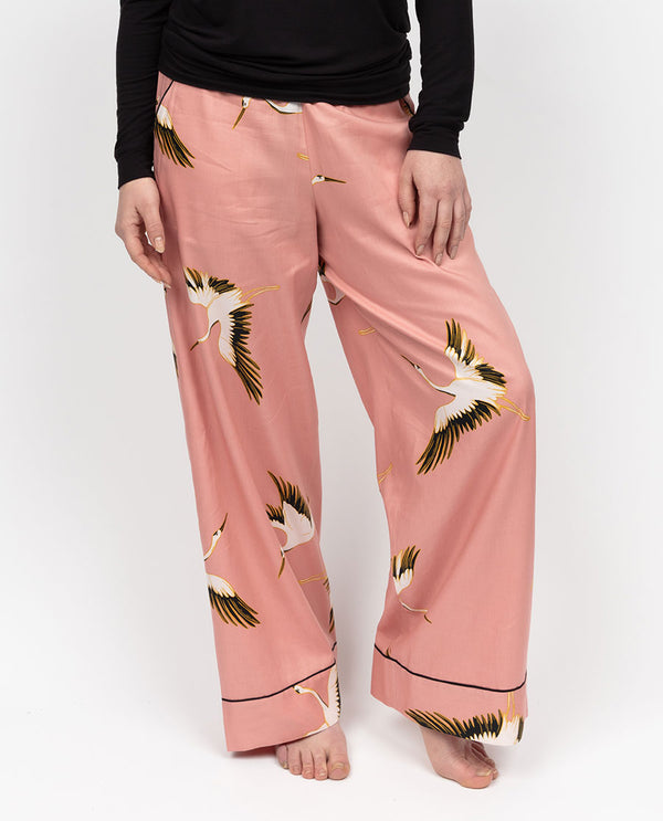 cyberjammies Bonnie Womens Crane Bird Print Wide Leg Pyjama Bottoms
