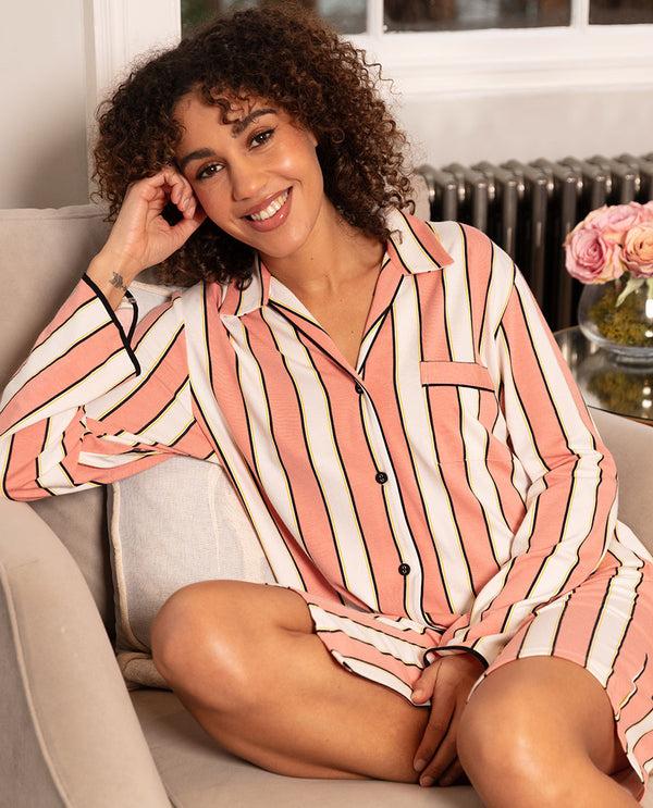 cyberjammies Bonnie Womens Stripe Printed Jersey Nightshirt
