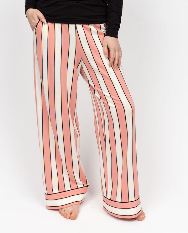 cyberjammies Bonnie Womens Stripe Printed Jersey Wide Leg Pyjama Bottoms