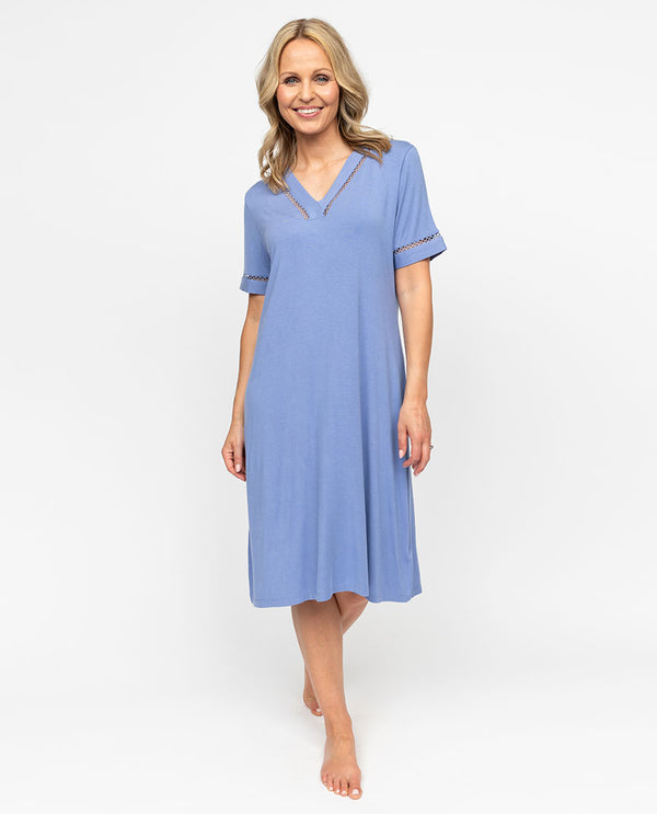 cyberjammies Brooke Womens Lace Detail Jersey Short Nightdress