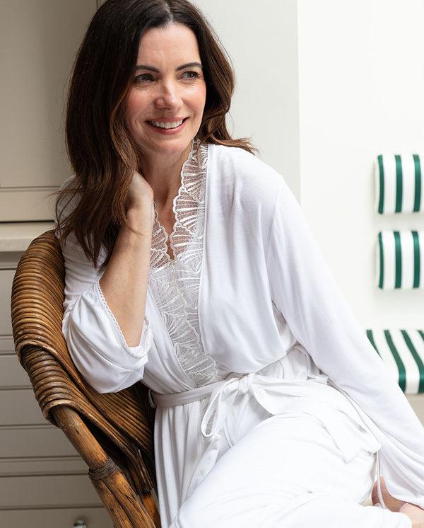 cyberjammies Christina Womens Lace Detail Jersey Long Dressing Gown