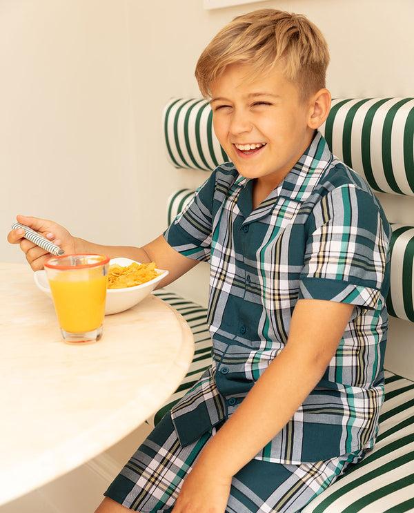 cyberjammies Cove Boys Check Shorty Set