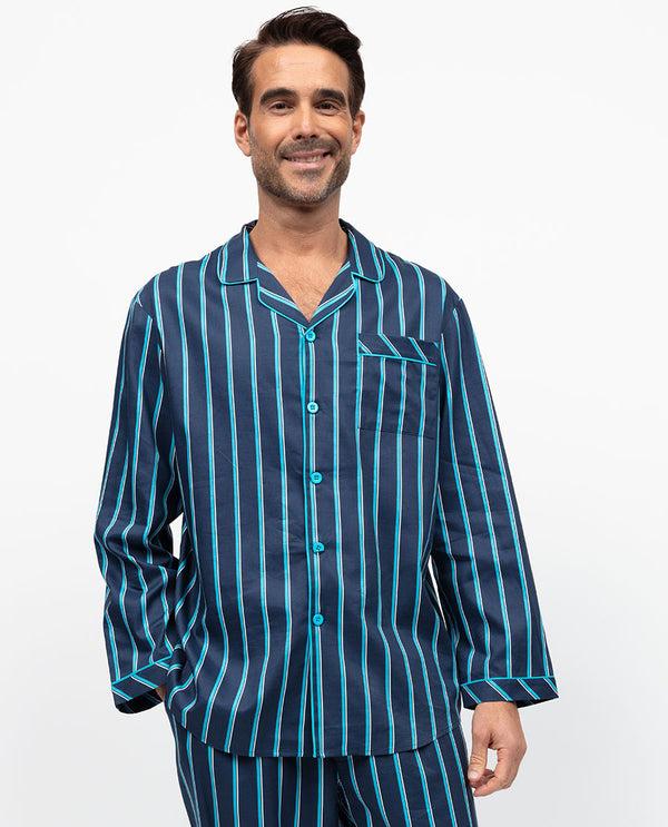 cyberjammies Marina Mens Printed Stripe Pyjama Top