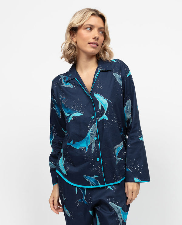 cyberjammies Marina Womens Whale Print Pyjama Top