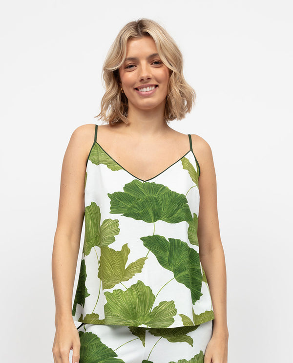 cyberjammies Olive Womens Leaf Printed Jersey Cami