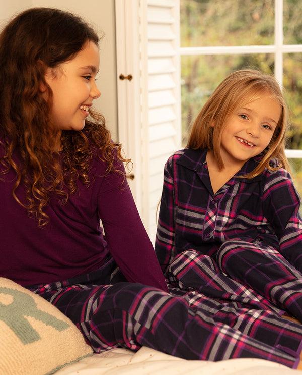 cyberjammies Edie Girls Lightly Brushed Check Pyjama Set