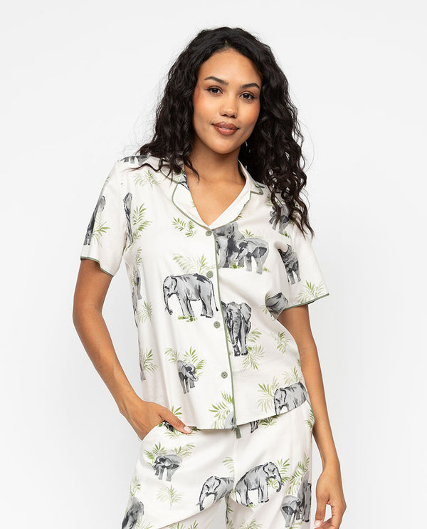 cyberjammies Eloise Womens Elephant Print Pyjama Top