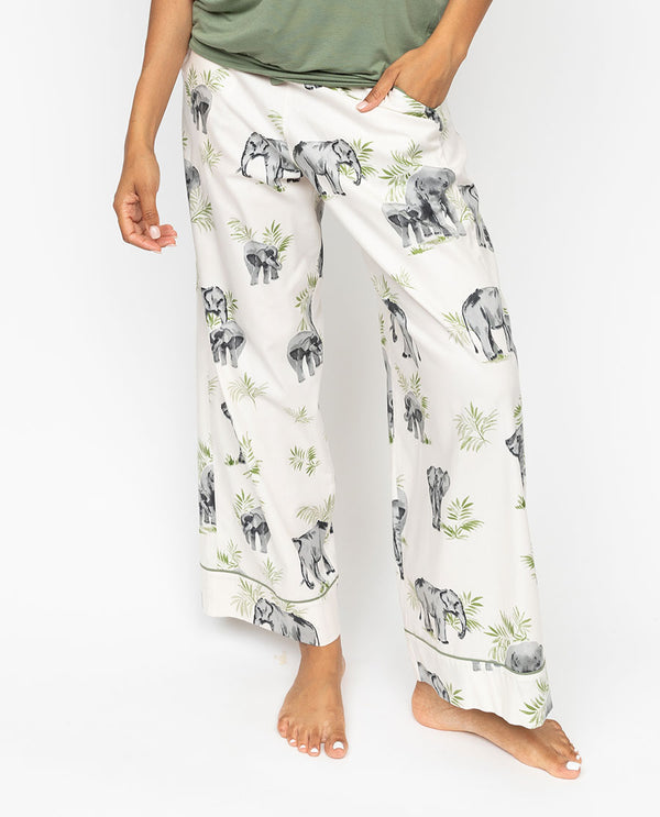 cyberjammies Eloise Womens Elephant Print Wide Leg Pyjama Bottoms