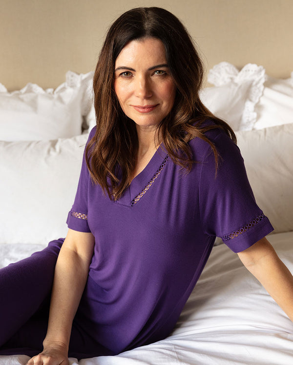 cyberjammies Elsie Womens Lace Detail Jersey Short Nightdress