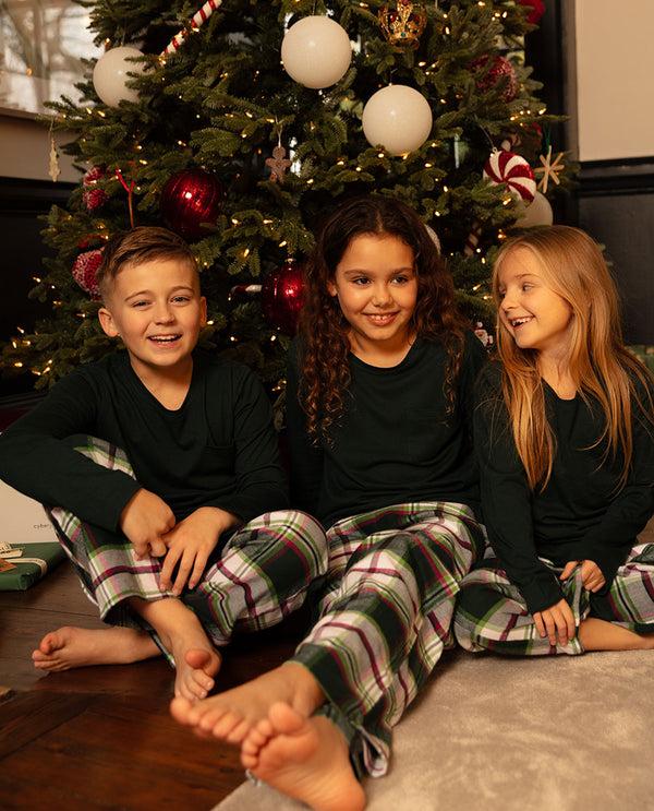 cyberjammies Forrest Kids Unisex Jersey T-shirt and Brushed Check Pyjama Set