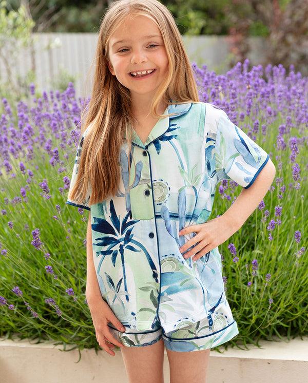 cyberjammies Harriet Girls Watercolour Landscape Printed Jersey Shorty Set