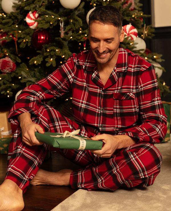 cyberjammies Louis Mens Red Brushed Check Pyjama Set