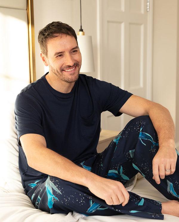 cyberjammies Marina Mens Jersey T-shirt and Whale Print Pyjama Set