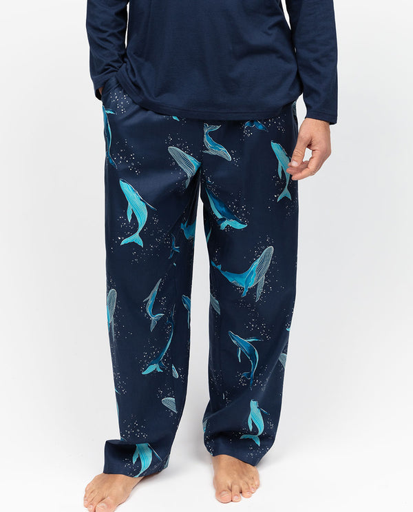 cyberjammies Marina Mens Whale Print Pyjama Bottoms
