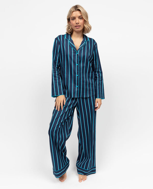 cyberjammies Marina Womens Printed Stripe Wide Leg Pyjama Set