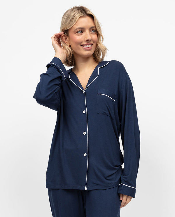 cyberjammies Marina Womens Revere Jersey Pyjama Top