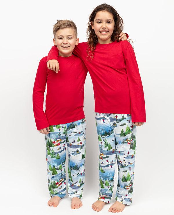 cyberjammies Montana Kids Unisex Jersey T-shirt and Winterscape Printed Jersey Pyjama Set