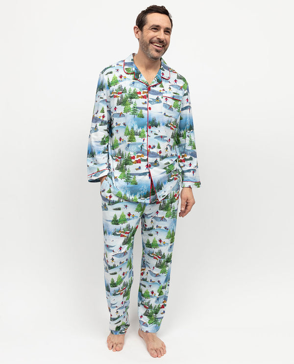 cyberjammies Montana Mens Winterscape Printed Jersey Pyjama Set