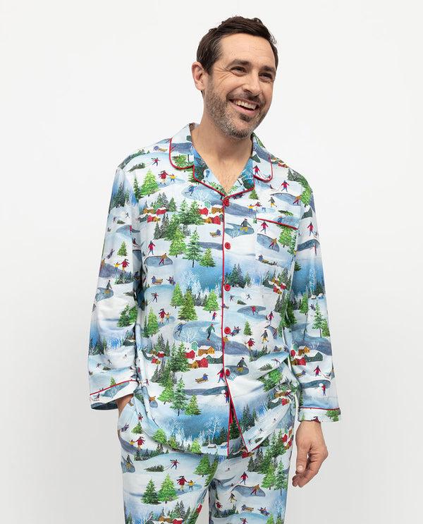 cyberjammies Montana Mens Winterscape Printed Jersey Pyjama Top
