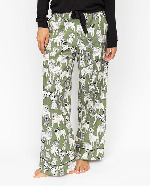 cyberjammies Nancy Womens Dog Print Wide Leg Pyjama Bottoms
