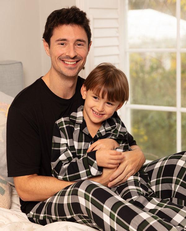 cyberjammies Olive Mens Jersey T-shirt and Lightly Brushed Check Pyjama Set