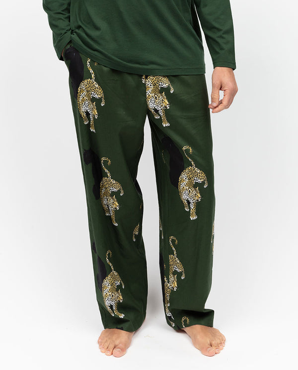 cyberjammies Olive Mens Leopard Print Pyjama Bottoms