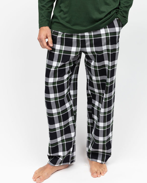 cyberjammies Olive Mens Lightly Brushed Check Pyjama Bottoms