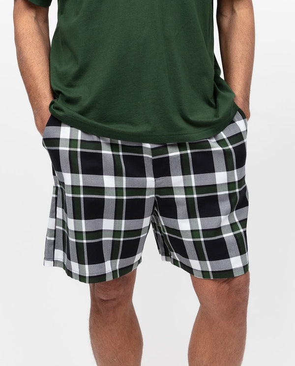 cyberjammies Olive Mens Lightly Brushed Check Shorts